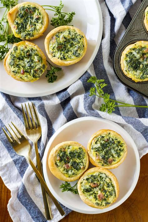 These little mini spinach quiche, filled with spinach and bacon, are a delicious and filling ...