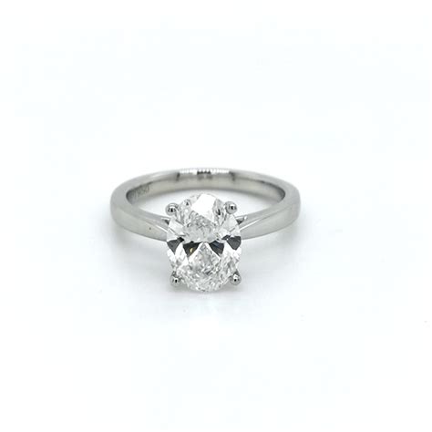 Platinum 2.32ct Lab Grown Oval Diamond Solitaire Ring