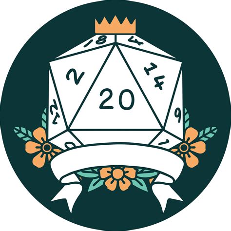 icon of natural 20 critical hit D20 dice roll 11182789 Vector Art at ...