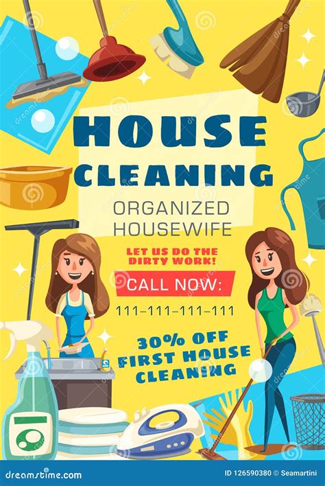 House Cleaning Service Vector Poster Stock Vector - Illustration of ...