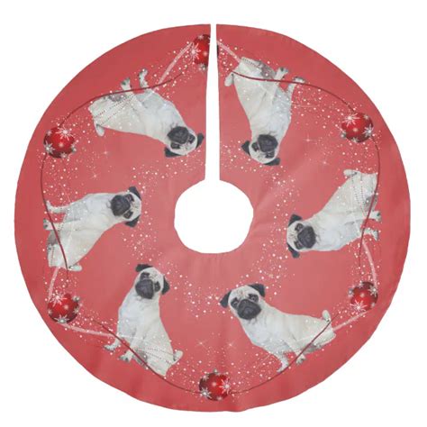 Pug Christmas Tree Skirt | Zazzle