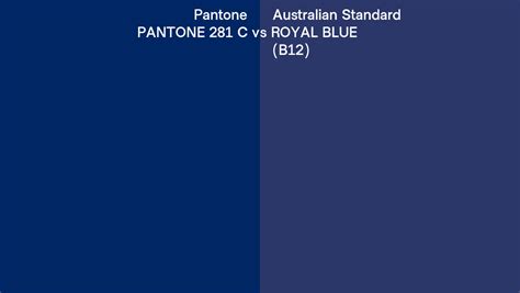 Pantone 281 C vs Australian Standard ROYAL BLUE (B12) side by side comparison