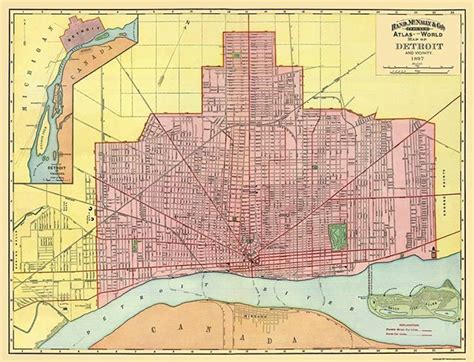 122 year old map of Detroit, produced in 1897 by Rand McNally ______________________ #Detroit # ...