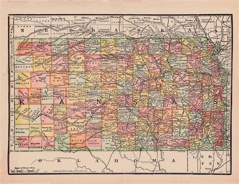 map of Kansas from 1890 a vintage printable map no. 363.