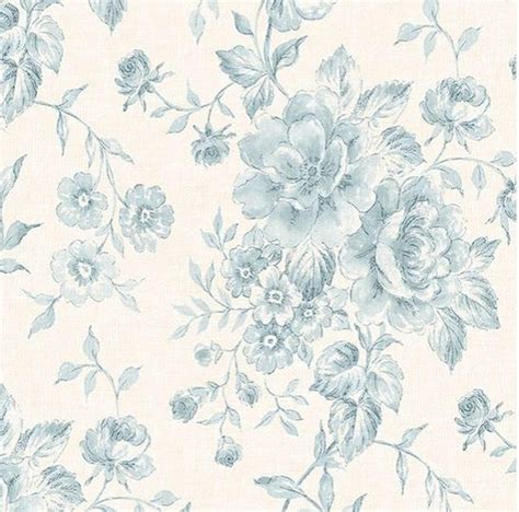 Wallpaper Pale Blue Floral Vintage Inspired Toile on Off | Etsy | Floral wallpaper, Floral toile ...