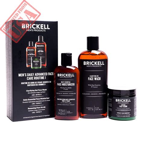 Brickell Men's Daily Advanced Face Care Routine I - Gel Facial Cleanser Wash + Face Scrub + Face ...