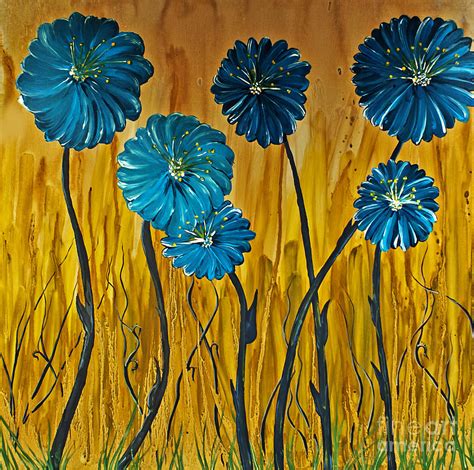 Blue Flowers Painting by Ryan Burton