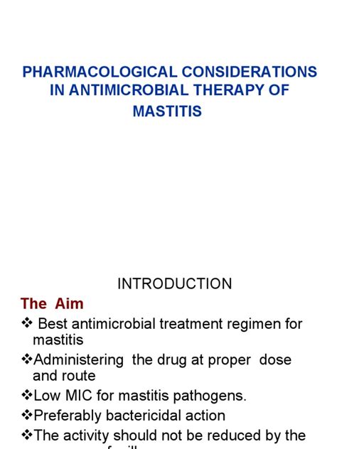 Pharmacological Considerations in Antimicrobial Therapy of Mastitis | PDF | Pharmacology ...