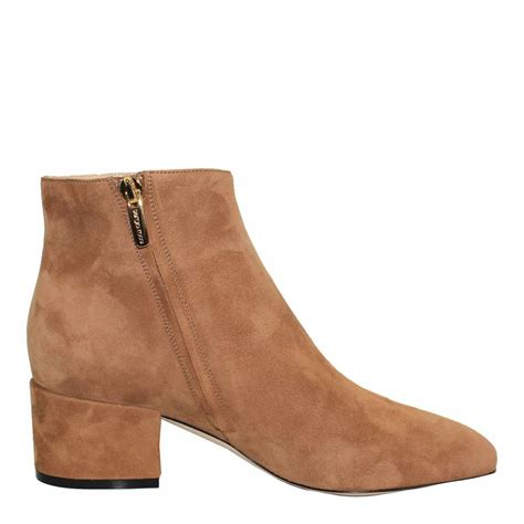 Tan Suede Block Heel Ankle Boots - BrandAlley