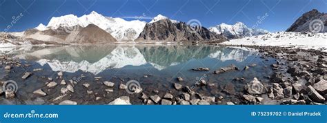 Mount Cho Oyu Mirroring in Lake - Cho Oyu Base Camp Stock Photo - Image of range, nepal: 75239702