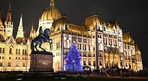 Hungary’s Christmas Tree Stands in Front of the Parliament in Budapest ...