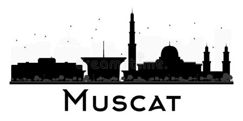 Muscat City Skyline Black and White Silhouette. Stock Vector - Illustration of dome, islamic ...