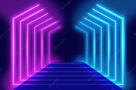 Download Neon Light Tunnel With Blue And Pink Neon Lights Wallpaper | Wallpapers.com