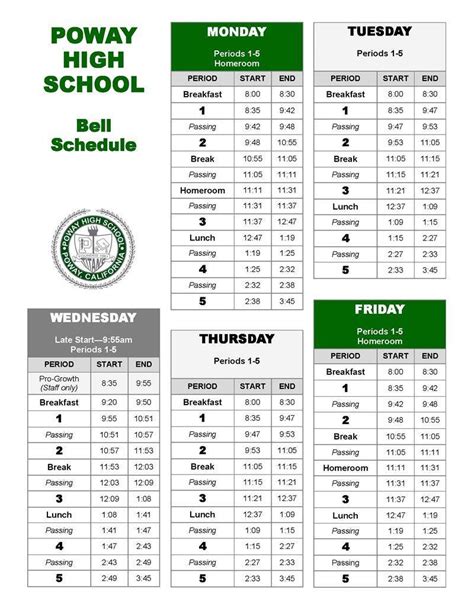 Bell Schedule - Bell Schedule - POWAY HIGH SCHOOL