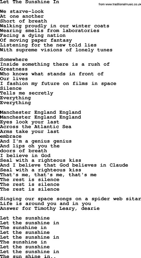 Let The Sunshine In, by The Byrds - lyrics with pdf