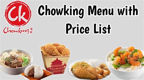 Chowking Menu with Price List 2023 Philippines