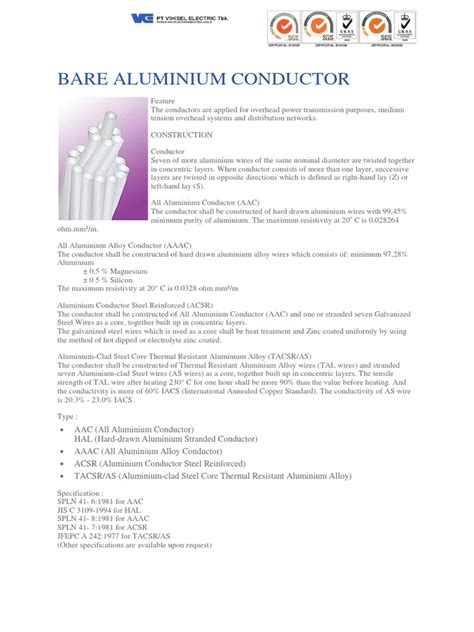 ACSR | PDF | Metals | Chemical Elements