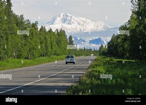 The George Parks Highway Scenic Byway - Driving along George Parks Highway Stock Photo - Alamy