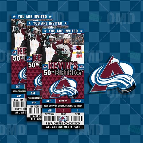 Colorado Avalanche Ticket Style Sports Party Invitations – Sports Invites