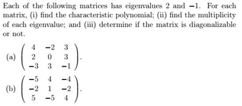 linear algebra - Find the characteristic Polynomial for problem 1 ...