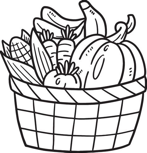 Vegetables in the Basket Isolated Coloring Page 11415961 Vector Art at Vecteezy