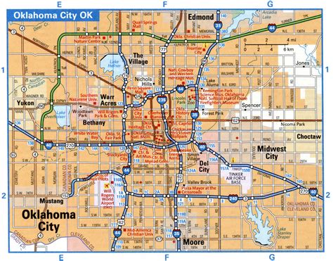 Oklahoma City interstate highway map road free toll I35, I40, I44, I235, I240 - U.S.