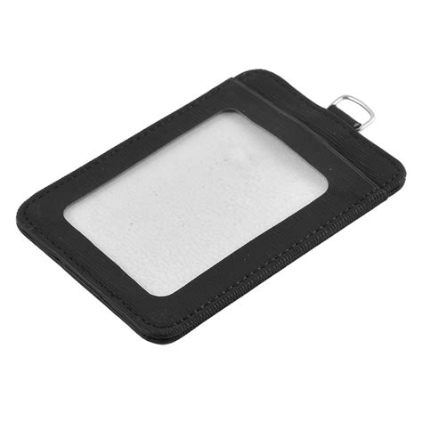 Black Faux Leather Vertical Work Business ID Name Card Badge Holder 85mm x 59mm - Walmart.com