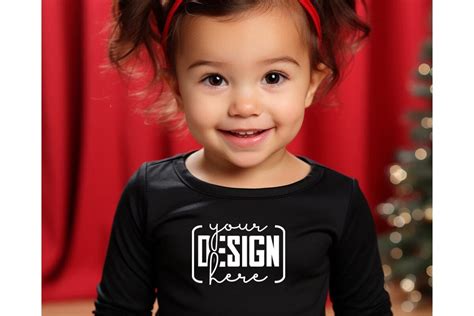 Christmas Cute Baby Black T-Shirt Mockups - So Fontsy