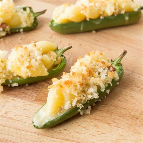 Macaroni and Cheese Stuffed Jalapeños - The Table | Starters recipes, Stuffed peppers, Creamy ...