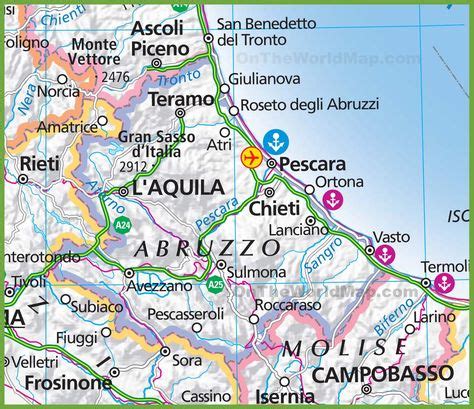 Large map of Abruzzo | Reizen, Travel