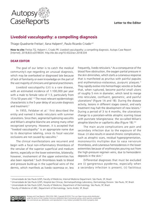 (PDF) Livedoid vasculopathy: a compelling diagnosis