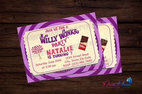 Willy Wonka Birthday Party Invitation Kids Invitation | Etsy