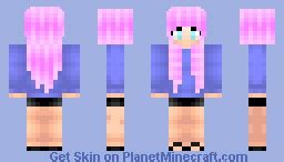 Random Girl with Bright Pink Hair Minecraft Skin