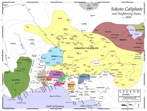 The Sokoto Caliphate at its height (c. 1850)[1237x938] : r/MapPorn