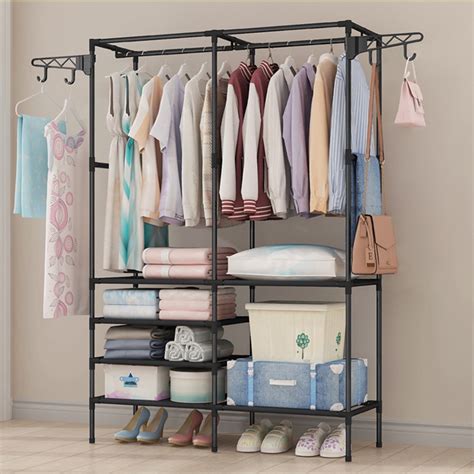 Garment Rack, Multipurpose Clothing Stand Heavy Duty Coat Hanging Rack with Multi-layer Storage ...