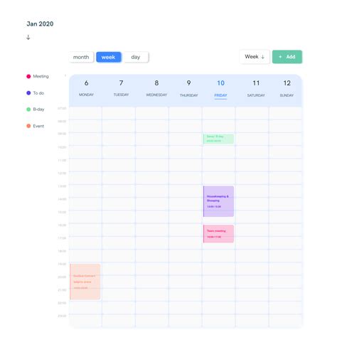 event calendar week overview by dleveryte on Dribbble