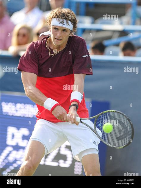 Washington, D.C, USA. 20th July, 2016. ALEXANDER ZVEREV hits a backhand ...