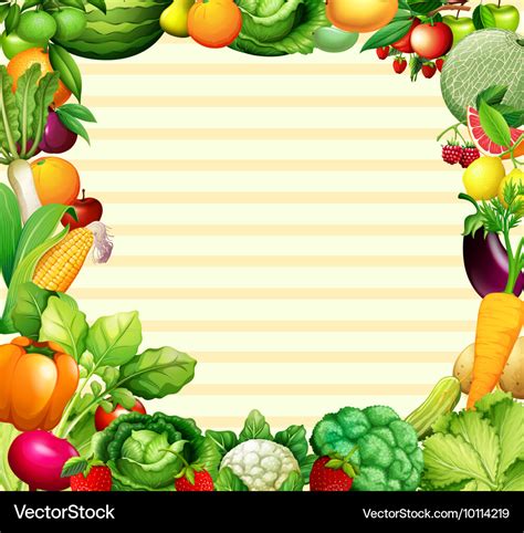 Frame design with vegetables and fruits Royalty Free Vector