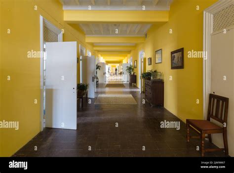 Long corridor inside Trans-Allegheny Lunatic Asylum Stock Photo - Alamy