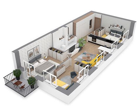 3D apartment floorplans on Behance