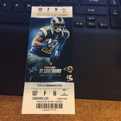 2015 ST LOUIS RAMS VS DETROIT LIONS NFL FOOTBALL TICKET STUB 12/13 ...