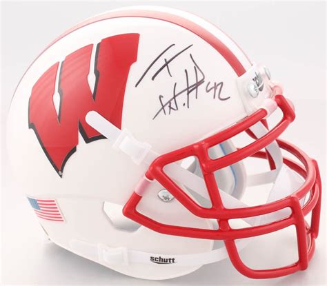 T.J. Watt Signed Wisconsin Badgers Mini-Helmet (JSA COA Watt Hologram)