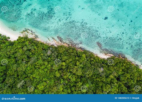 Aerial View of the Beautiful Lagoon Sea Surface and Tropical Island ...