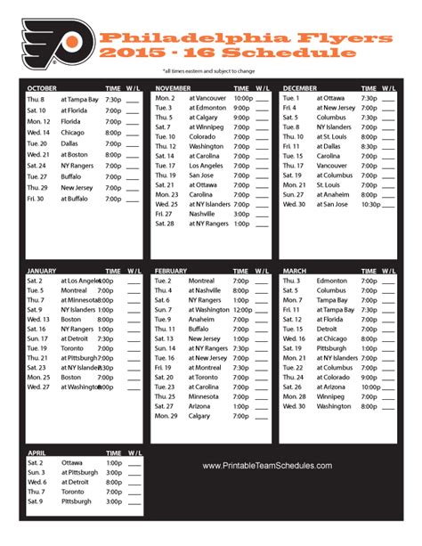 Philadelphia Flyers 2015-16 Schedule Printable version here: http ...