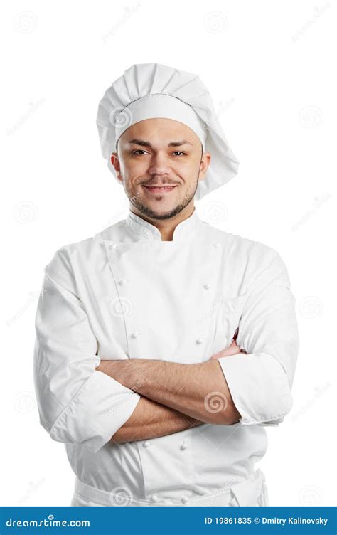 Happy Chef in White Uniform Stock Image - Image of cheerful, worker: 19861835