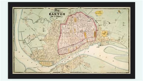 Old Map of Guangzhou Canton 1860 China Vintage Map Wall Map Print | Old ...