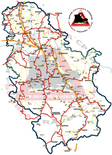 Road map of Serbia