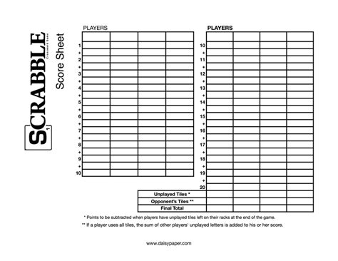 Scrabble Score Sheet – Daisy Paper