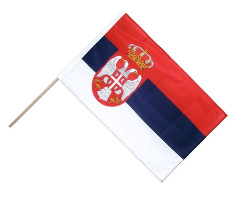 Drapeau sur hampe PRO Serbie avec blason - 60 x 90 cm - M. Drapeaux