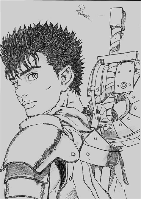 Man in armor sketch, drawing, Guts, Berserk, manga HD wallpaper | Wallpaper Flare